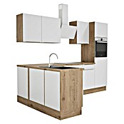 BAUHAUS Cocina esquinera Marleen (An x Pr: 280 x 170 cm, Blanco, Mate, Color del cuerpo: Marrón, Con electrodomésticos) | BAUHAUS