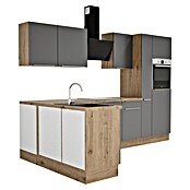 BAUHAUS Cocina esquinera Marleen (An x Pr: 310 x 170 cm, Gris, Mate, Color del cuerpo: Marrón, Con electrodomésticos) | BAUHAUS