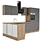 BAUHAUS Cocina esquinera Marleen (An x Pr: 340 x 170 cm, Gris, Mate, Color del cuerpo: Marrón, Con electrodomésticos) | BAUHAUS