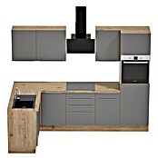 BAUHAUS Cocina esquinera Marleen (An x Pr: 280 x 170 cm, Gris, Mate, Color del cuerpo: Marrón, Con electrodomésticos) | BAUHAUS
