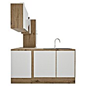 BAUHAUS Cocina esquinera Marleen (An x Pr: 310 x 170 cm, Blanco, Mate, Color del cuerpo: Marrón, Con electrodomésticos) | BAUHAUS