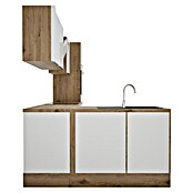 BAUHAUS Winkelküche Sandra (B x T: 280 x 170 cm, Weiß, Matt, Farbe Korpus: Artisan Eiche, Mit Elektrogeräten) | BAUHAUS