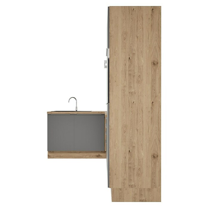 BAUHAUS Cocina esquinera Marleen (An x Pr: 310 x 170 cm, Gris, Mate, Color del cuerpo: Marrón, Con electrodomésticos) | BAUHAUS