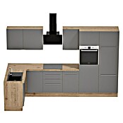 BAUHAUS Cocina esquinera Marleen (An x Pr: 340 x 170 cm, Gris, Mate, Color del cuerpo: Marrón, Con electrodomésticos) | BAUHAUS