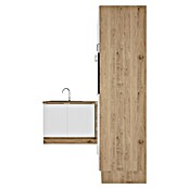 BAUHAUS Cocina esquinera Marleen (An x Pr: 310 x 170 cm, Blanco, Mate, Color del cuerpo: Marrón, Con electrodomésticos) | BAUHAUS