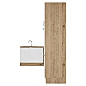 BAUHAUS Winkelküche Sandra (B x T: 340 x 170 cm, Weiß, Matt, Farbe Korpus: Artisan Eiche, Mit Elektrogeräten) | BAUHAUS