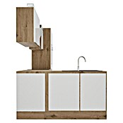 BAUHAUS Cocina esquinera Marleen (An x Pr: 370 x 170 cm, Blanco, Mate, Color del cuerpo: Marrón, Con electrodomésticos) | BAUHAUS