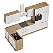 BAUHAUS Cocina esquinera Marleen (An x Pr: 340 x 170 cm, Blanco, Mate, Color del cuerpo: Marrón, Con electrodomésticos) | BAUHAUS