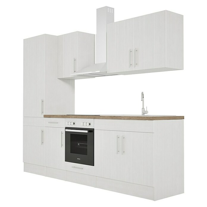 Respekta Premium Keukenblok (Breedte: 270 cm, Met elektrische apparatuur, Witte lariks-look)