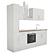 Respekta Premium Composición de cocina (Ancho: 240 cm, Con dispositivos eléctricos, Réplica de alerce blanco)