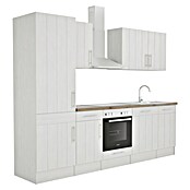 Respekta Premium Composición de cocina (Ancho: 280 cm, Con dispositivos eléctricos, Réplica de alerce blanco)