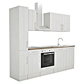 Respekta Premium Composición de cocina (Ancho: 250 cm, Con dispositivos eléctricos, Réplica de alerce blanco)