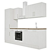 Respekta Premium Composición de cocina (Ancho: 280 cm, Con dispositivos eléctricos, Réplica de alerce blanco)