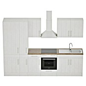Respekta Premium Composición de cocina (Ancho: 300 cm, Con dispositivos eléctricos, Réplica de alerce blanco)