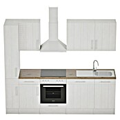 Respekta Premium Composición de cocina (Ancho: 250 cm, Con dispositivos eléctricos, Réplica de alerce blanco)