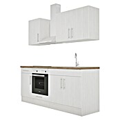 Respekta Premium Composición de cocina (Ancho: 210 cm, Con dispositivos eléctricos, Réplica de alerce blanco)