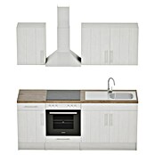 Respekta Premium Composición de cocina (Ancho: 210 cm, Con dispositivos eléctricos, Réplica de alerce blanco)