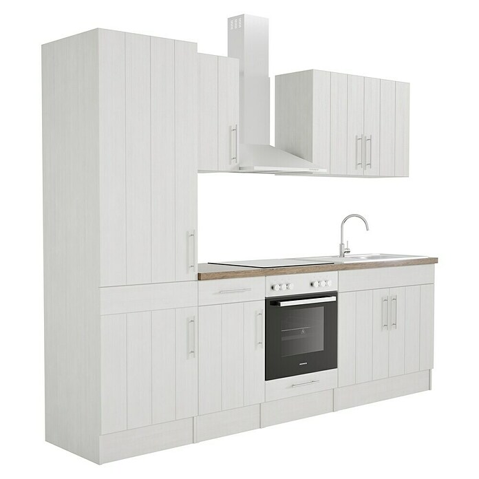 Respekta Premium Keukenblok (Breedte: 270 cm, Met elektrische apparatuur, Witte lariks-look)