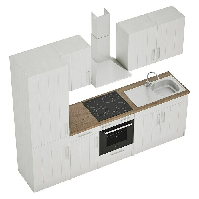 Respekta Premium Keukenblok (Breedte: 270 cm, Met elektrische apparatuur, Witte lariks-look)