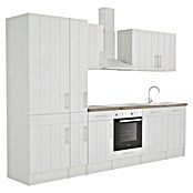 Respekta Premium Composición de cocina (Ancho: 310 cm, Con dispositivos eléctricos, Réplica de alerce blanco)