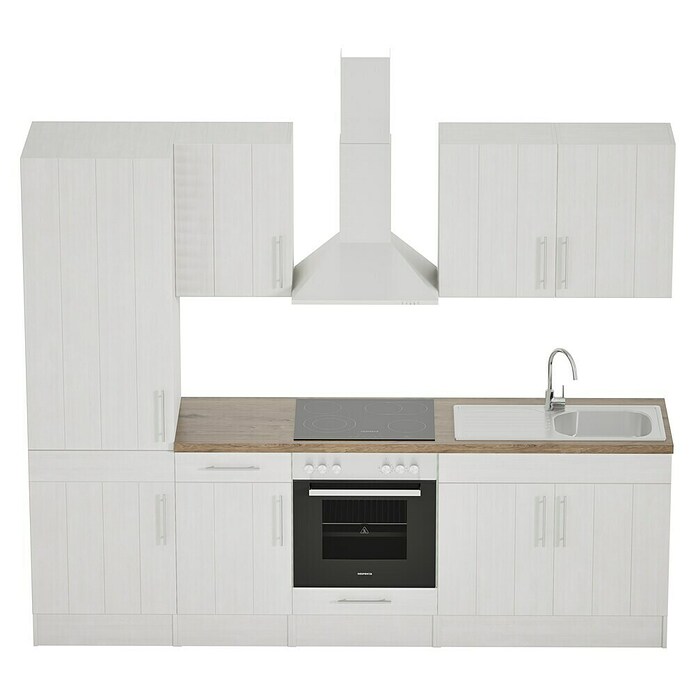 Respekta Premium Keukenblok (Breedte: 270 cm, Met elektrische apparatuur, Witte lariks-look)