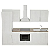 Respekta Premium Composición de cocina (Ancho: 280 cm, Con dispositivos eléctricos, Réplica de alerce blanco)