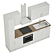 Respekta Premium Composición de cocina (Ancho: 250 cm, Con dispositivos eléctricos, Réplica de alerce blanco)