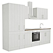 Respekta Premium Composición de cocina (Ancho: 300 cm, Con dispositivos eléctricos, Réplica de alerce blanco)