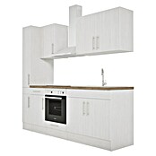 Respekta Premium Composición de cocina (Ancho: 240 cm, Con dispositivos eléctricos, Réplica de alerce blanco)