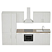 Respekta Premium Composición de cocina (Ancho: 310 cm, Con dispositivos eléctricos, Réplica de alerce blanco)