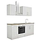 Respekta Premium Composición de cocina (Ancho: 210 cm, Con dispositivos eléctricos, Réplica de alerce blanco)