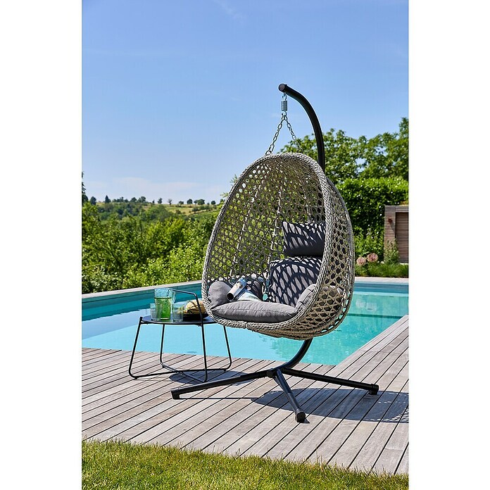 Sunfun Hängesessel (L x B x H: 103 x 95 x 196 cm, Stahl, Grau/Schwarz) | BAUHAUS