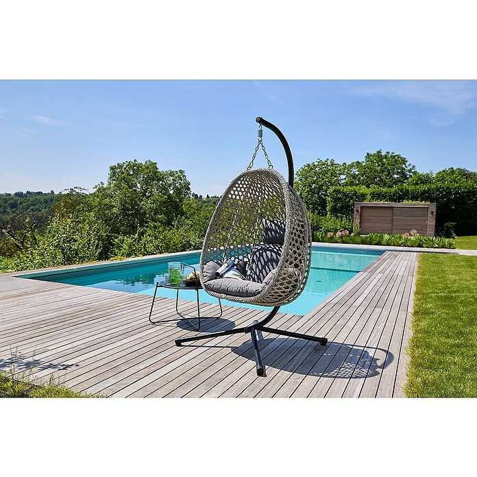 Sunfun Hängesessel (L x B x H: 103 x 95 x 196 cm, Stahl, Grau/Schwarz) | BAUHAUS