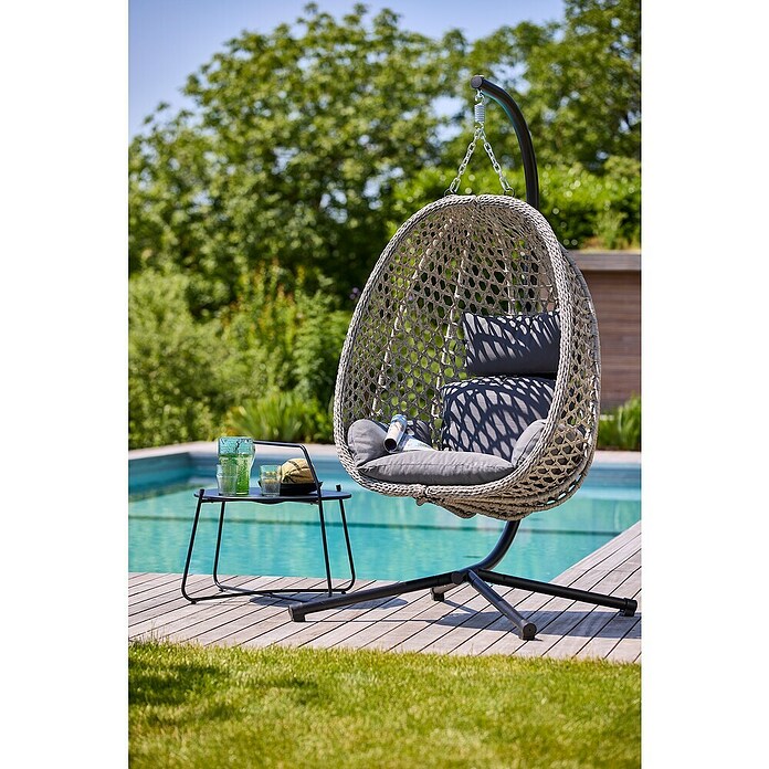 Sunfun Hängesessel (L x B x H: 103 x 95 x 196 cm, Stahl, Grau/Schwarz) | BAUHAUS