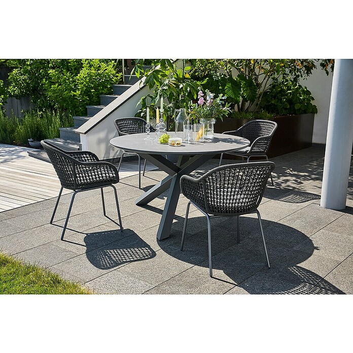 Sunfun Sarah Gartensessel Rope (Stahl, Olefin, Night Grey, B x T x H: 59 x 58 x 80 cm) | BAUHAUS