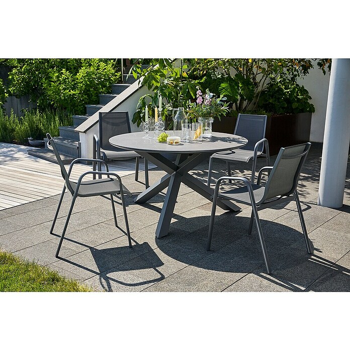Sunfun Gartenmöbel-Set Maja/Gastro (5 -tlg., Stahl, Aluminium, Textilen, Night-Grey) | BAUHAUS