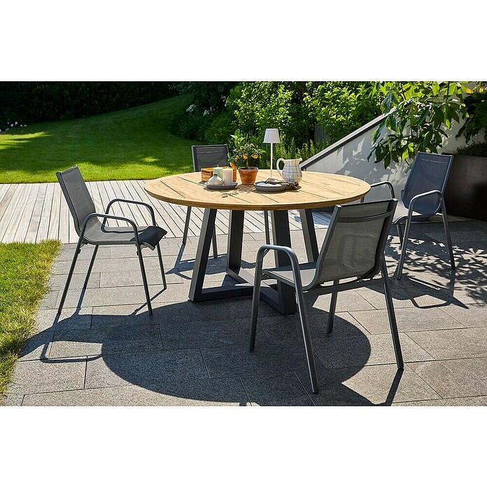 Set vrtnih stolov Gastro  (6 kos, Jeklo, Tekstil, Možnost nakladanja, Antracit, Š x G x V: 57,5 x 68,5 x 88 cm) | 8350 - Stühle Textilen | ICAB - Sommermöbel Stühle | ICA - Sommermöbel | IC - Freizeit im Garten | I - Stadtgarten | BAUHAUS