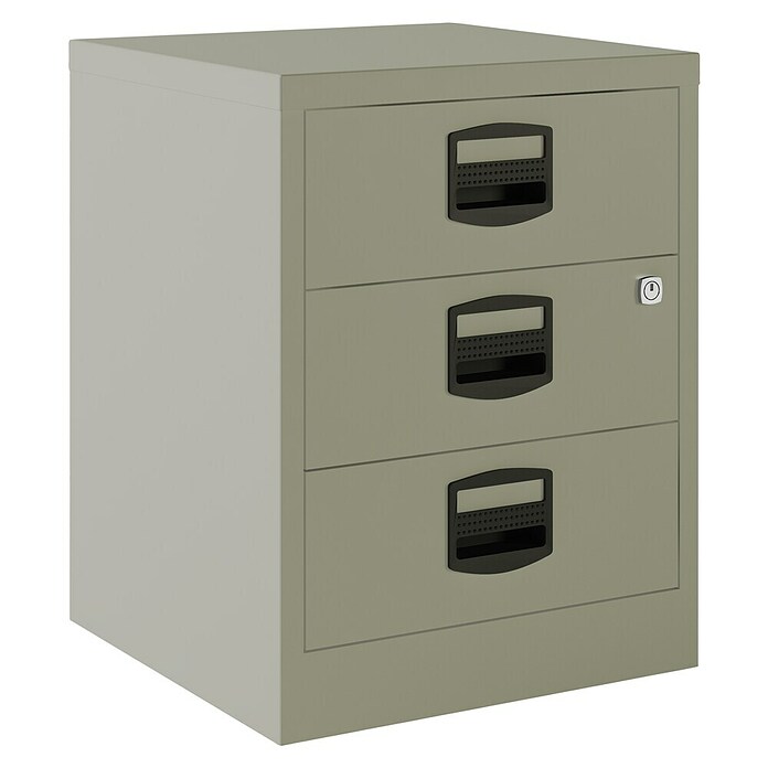 Bisley Home Cajonera con ruedas PFA (L x An x Al: 40 x 41 x 67 cm, Número de cajones: 3 ud., Acero, Gris) | BAUHAUS