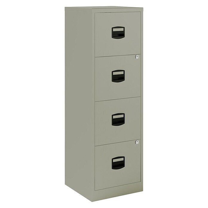 Bisley Home Archivador PF (L x An x Al: 41 x 40 x 132 cm, Número de cajones: 4 ud., Gris, Completamente montado) | BAUHAUS