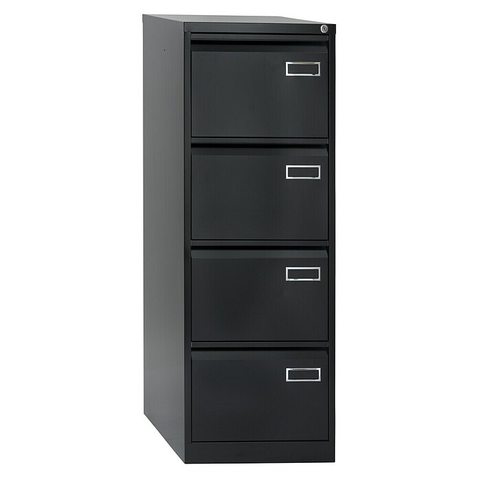 Bisley Archivador PSF (L x An x Al: 62 x 47 x 132 cm, Número de cajones: 4 ud., Negro, Completamente montado) | BAUHAUS