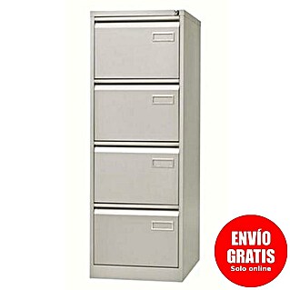 Bisley Archivador PSF (L x An x Al: 62 x 47 x 132 cm, Número de cajones: 4 ud., Gris, Completamente montado)