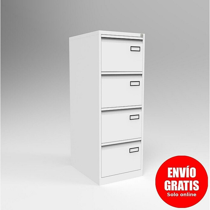 Bisley Archivador PSF (L x An x Al: 62 x 47 x 132 cm, Número de cajones: 4 ud., Blanco, Completamente montado) | BAUHAUS