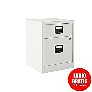 Bisley Home Cajonera con ruedas PFA (L x An x Al: 41 x 40 x 52,9 cm, Número de cajones: 2 ud., Acero, Blanco)