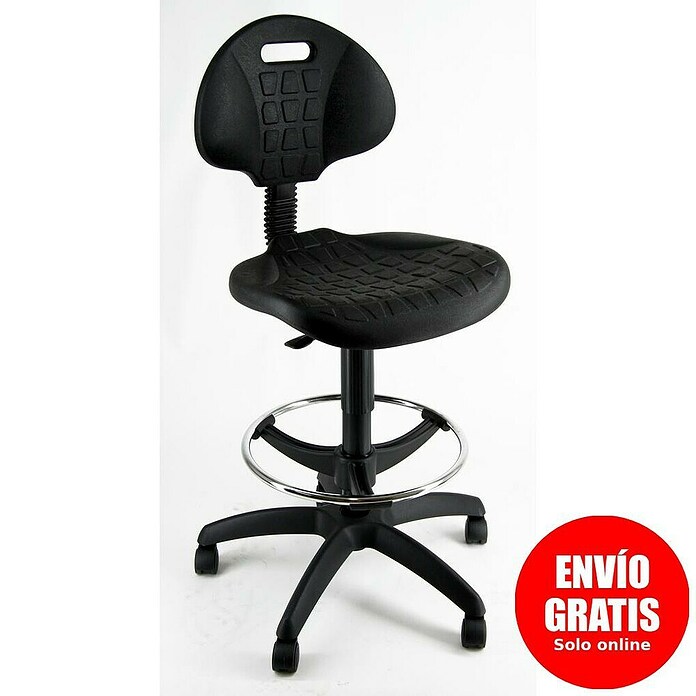 Unisit Taburete EOE2 (Negro, Respaldo y barra reposapiés cromada) | BAUHAUS