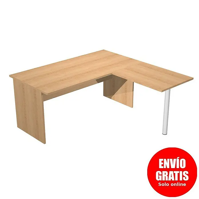ArtExport Presto Mesa de escritorio en L - L x An x Al: 80 x 160 x 74 cm, Haya, Pata tipo panel - Escritorio en forma de L con tapa de madera y una sola pata blanca para ventas en línea. Envío gratis.