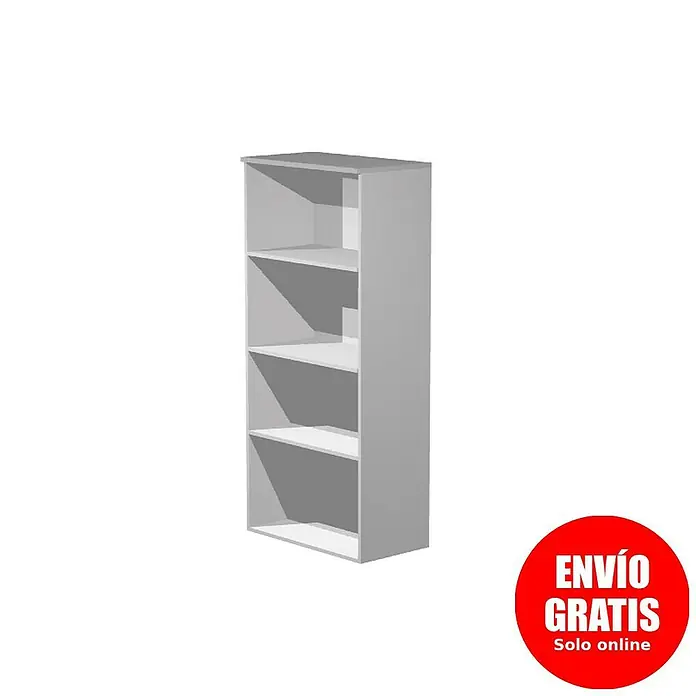 ArtExport Presto Estantería de madera Venere - L x An x Al: 35 x 80 x 180 cm, Número de baldas: 4 ud., Gris - Imagen de una estantería blanca con cuatro baldas para guardar libros o decoraciones.