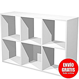 ArtExport Home Estantería de madera (Al x An x Pr: 69 x 140 x 29 cm, Número de compartimentos: 6 ud., Blanco)