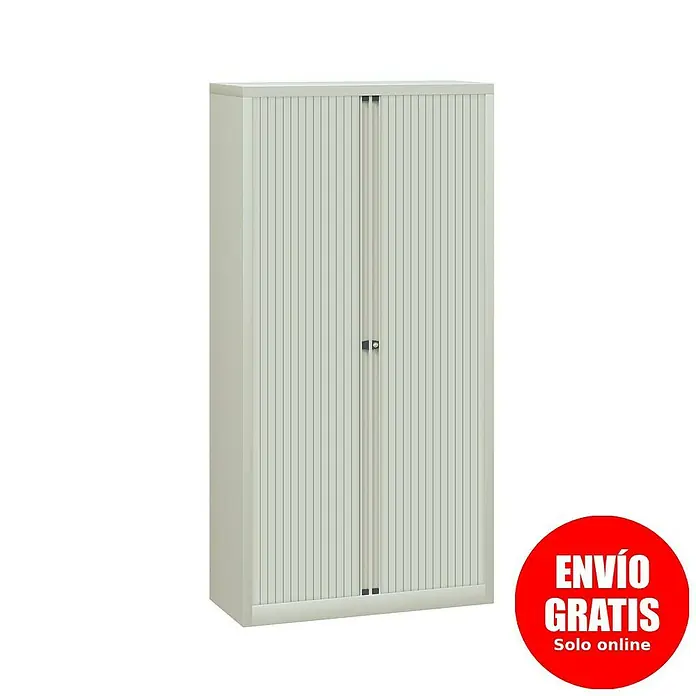 Bisley EuroTambor Armario multiusos metálico - L x An x Al: 45 x 100 x 198 cm, Gris, Puertas correderas, Completamente montado - Armario archivador gris con puertas enrollables. El armario metálico ofrece amplio espacio de almacenamiento para la oficina y el hogar.