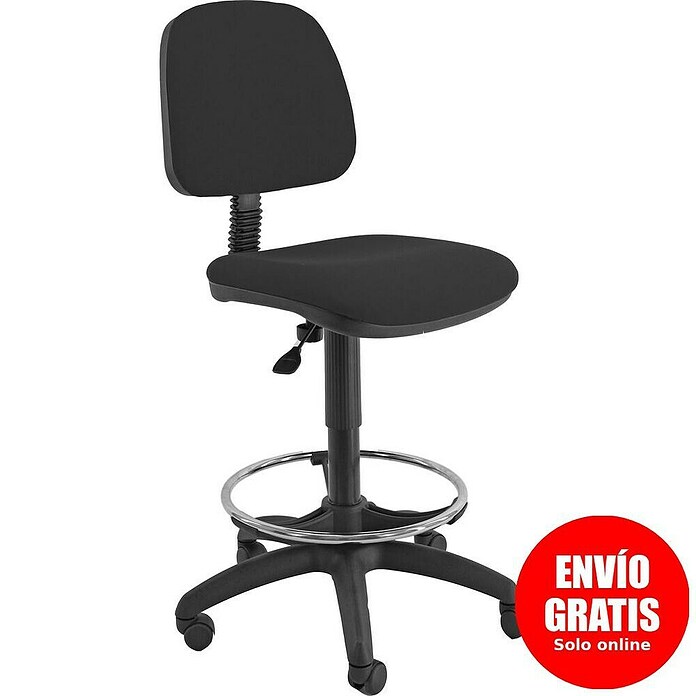Unisit Taburete EOE4S (Negro, Respaldo y barra reposapiés cromada) | BAUHAUS