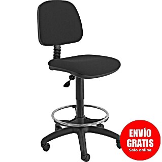 Unisit Taburete EOE4S (Negro, Respaldo y barra reposapiés cromada)